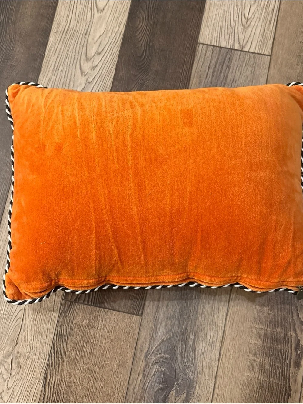 Mackenzie Child-Orange Velvet Decorative Pillow with Beaded Turkey